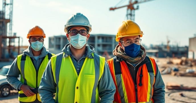 Trabajadores industriales con equipo de protección personal